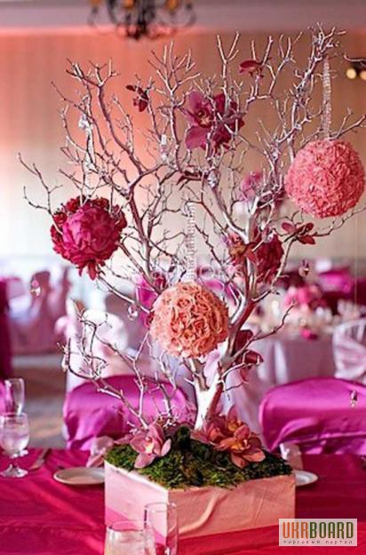 Украшение свадебного зала, оформление свадьбы цветами, тканями, флористика и декор