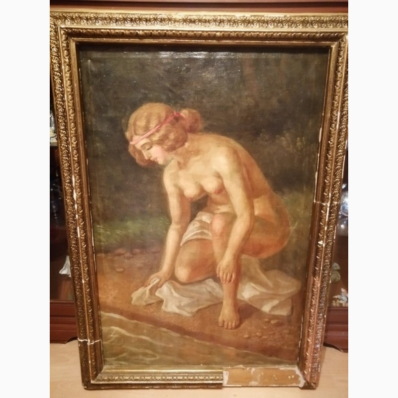 Срочно продам антикварную картину Купальщица ( Конец 19 века. ) Торг, уместен