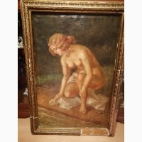 Срочно продам антикварную картину Купальщица ( Конец 19 века. ) Торг, уместен
