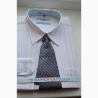 Фирменная мужская рубашка с галстуком длин рукав M.H.Paris 100% хлопок