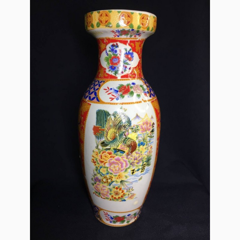 Фото 2. Китайская ваза 24, 5 см ручная сюжетная роспись техника Мориаж фарфор н1191