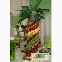 Фруктовая пальма, Шоколадный фонтан, оформление свадебного стола