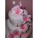 Свадебный 3-х ярусный торт с орхидеями