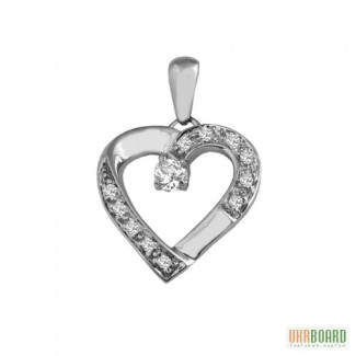 Золотой кулон сердце с бриллиантами 0,30 карат. НОВЫЙ (Код: 14601)
