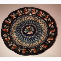 Тарелка узбекская плоская ручная роспись Ляган мехроб с рифлеными краями Тарілка ручна