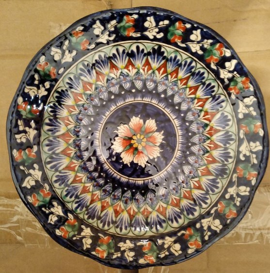 Фото 7. Тарелка узбекская плоская ручная роспись Ляган мехроб с рифлеными краями Тарілка ручна