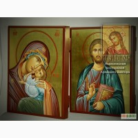 Венчальная пара. Рукописные иконы Божией Матери «Гликофилусса» и Иисуса Христа.