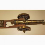 Коллекционный подарочный макет старинной пушки(латунь+дерево)