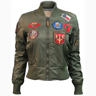 Жіночий бомбер Miss Top Gun MA-1 jacket with patches (оливковий)