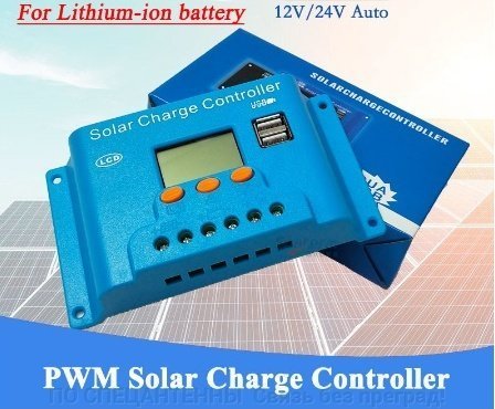 Фото 2. 10A PWM (ШИМ) контроллер заряда солнечной панели Snaterm 12/24В с дисплеем