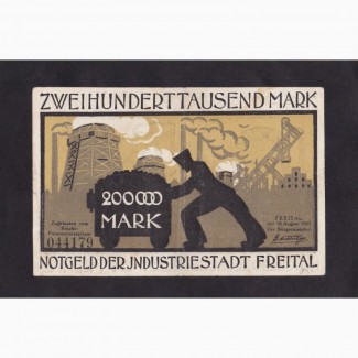 200 000 марок 1923г. Фрайталь. 044179. (Саксония) Германия