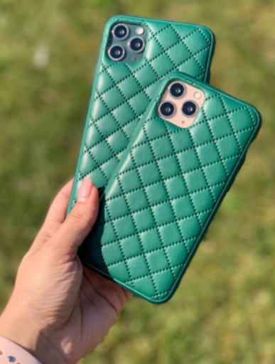 Чехол iPhone Quilted Leather Case iPhone XS Max X/Xs зеленый еко-шкіра шалено мяка