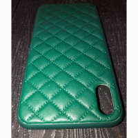 Чехол iPhone Quilted Leather Case iPhone XS Max X/Xs зеленый еко-шкіра шалено мяка