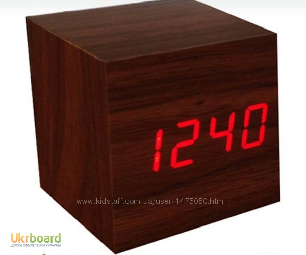 Фото 9. Настольные деревянные Часы Cube светодиодные Будильник в виде куба Настольные часы