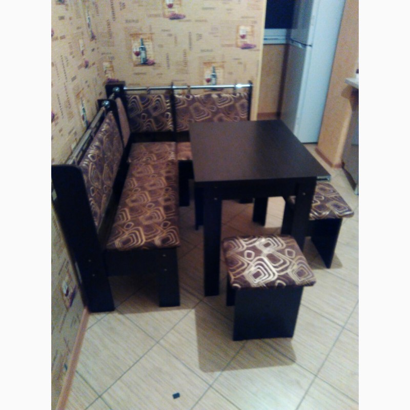 Кухонный уголок Гетьман: кухонный раскладной стол, угловой диванчик, 2 табурета