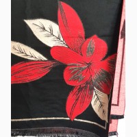 Теплый шарф-палантин Орхидея(черный)