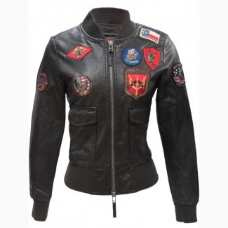 Жіночий бомбер Top Gun Women#039;s Vegan Leather Bomber Jacket (коричневий)