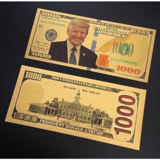 Сувенирная банкнота 1000 долларов, Трамп, в коллекцию