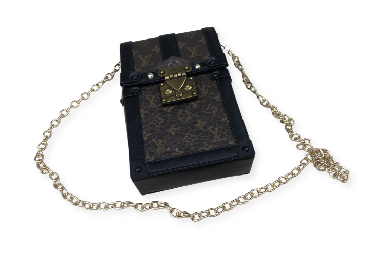 Фото 12. Женская маленькая коричневая модная стильная мини сумочка с фирменным теснением луивитон