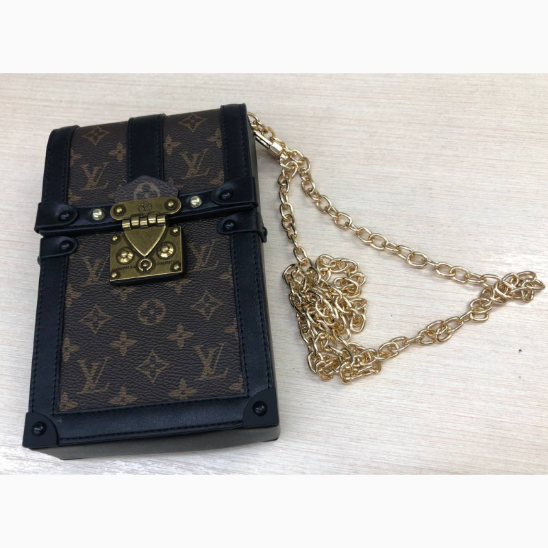 Фото 13. Женская маленькая коричневая модная стильная мини сумочка с фирменным теснением луивитон