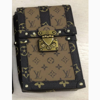 Женская маленькая коричневая модная стильная мини сумочка с фирменным теснением луивитон