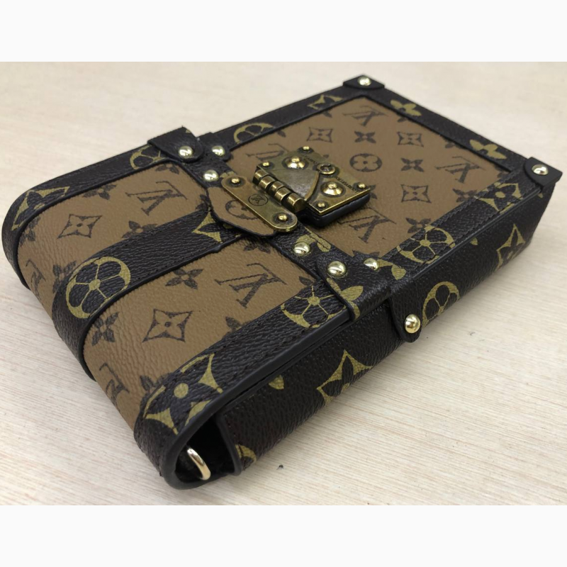 Фото 8. Женская маленькая коричневая модная стильная мини сумочка с фирменным теснением луивитон