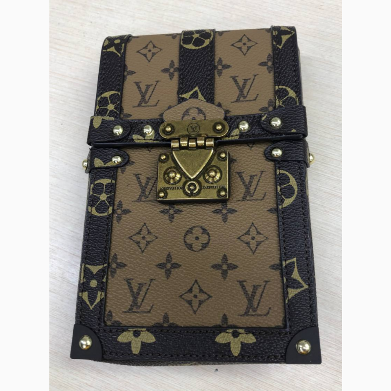 Фото 9. Женская маленькая коричневая модная стильная мини сумочка с фирменным теснением луивитон