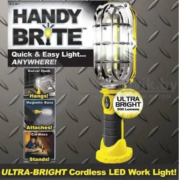 Фото 20. Аккумуляторная лампа Handy Brite кемпинг фонарь светодиодный LED ручной крючок магнио