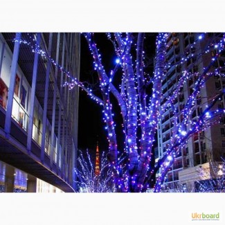 Уличные светодиодные гирлянды Киев, новогоднее оформление фасада, дома гирляндами