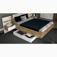 Двоспальне ліжко Асті з мяким узголівям та висувними шухлядами