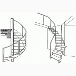 Лестницы, Каркасы лестниц с площадками или забежными ступенями