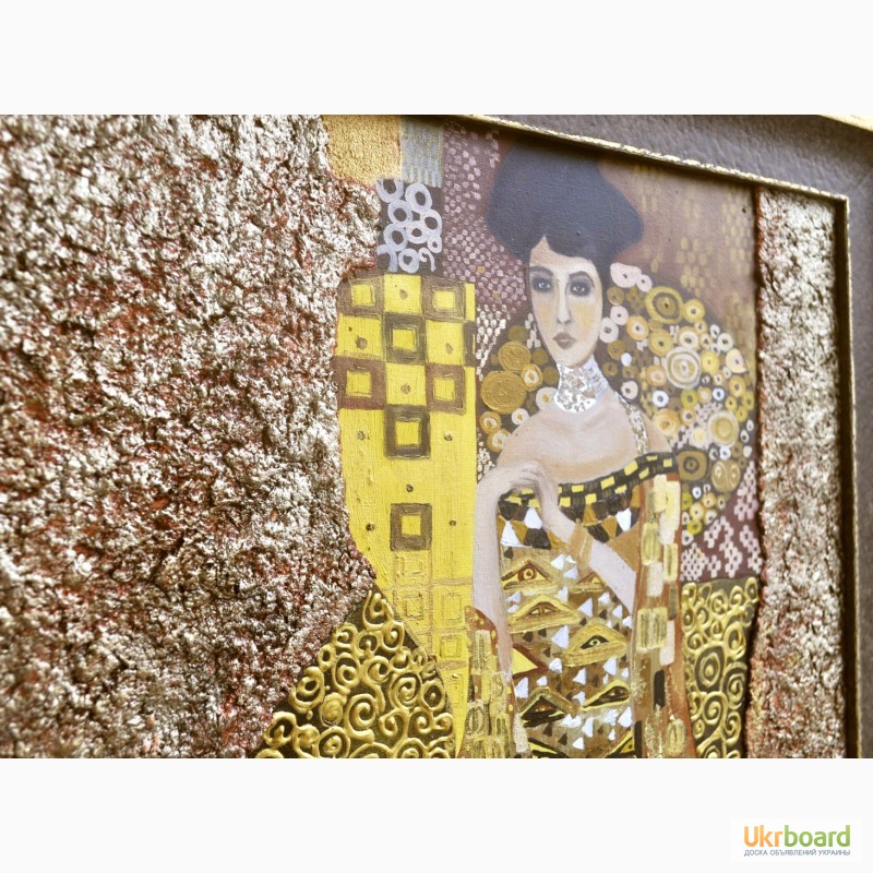 Фото 2. Картина маслом на холсте, копия Климта, Золотая Адель, 40х40 см. На подарок