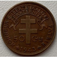 Камерун 50 сантимов 1943 год