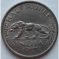 Британская Индия 1/2 рупии 1947 год с590 СОСТОЯНИЕ