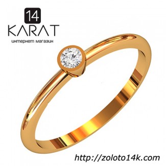 Золотое кольцо с бриллиантом 0, 08 карат 17, 5 мм Кольцо для предложения Желтое золото Новое