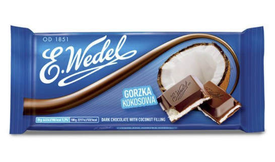Фото 6. Тёмный шоколад с кокосовой начинкой, E.Wedel, 100г Молочный шоколад E.Wedel с наполнител
