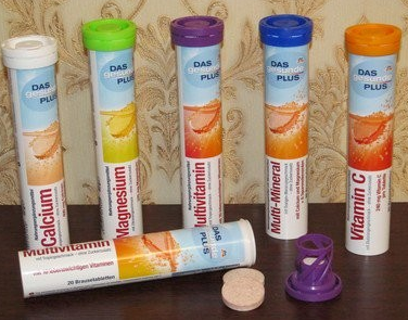 Поливитамины Шипучие таблетки Das Gesunde Plus 20 шт без сахара Витаминые растворимые т