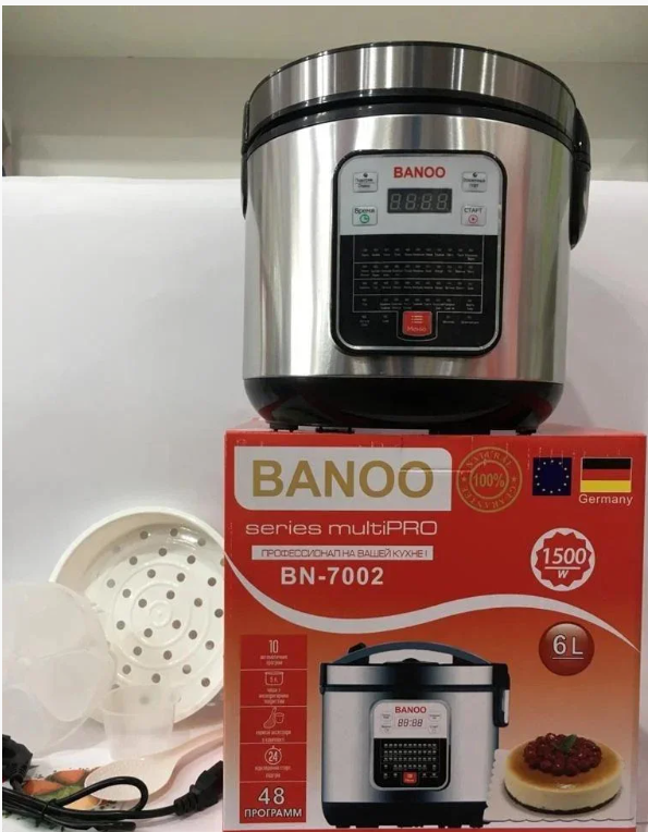 Фото 6. Мультиварка Banoo BN-7002 6л 1500W 48 программ скороварка пароварка йогурт