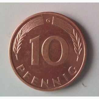 Монета.Страна Германия, 10 пфеннигов, 1989