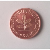Монета.Страна Германия, 10 пфеннигов, 1989