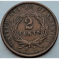 США 2 цента 1864 год г86 не частая