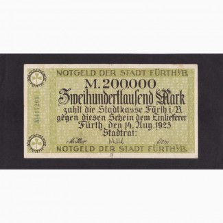 200 000 марок 1923г. 417261. Фюрт. Германия