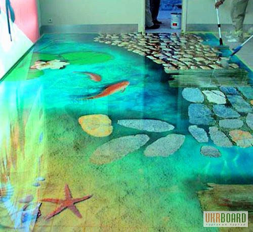 Цветные, прозрачные, 3D декоративные наливные полы