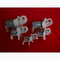 Пять Индийских слонов с ручной росписью