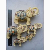Пять Индийских слонов с ручной росписью