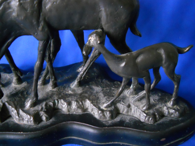 Фото 12. Старинная бронзовая настольная скульптура Семейство оленей