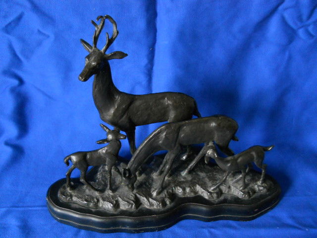 Фото 9. Старинная бронзовая настольная скульптура Семейство оленей