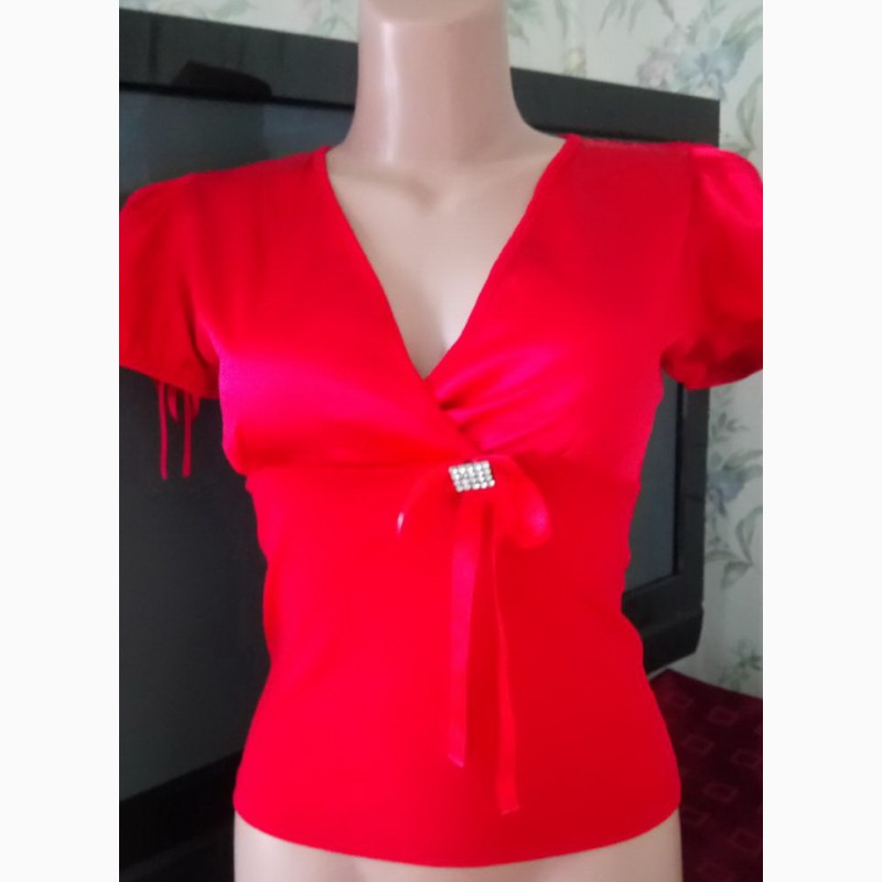 Фото 2. Летняя нарядная блузка с атласным верхом (M, Турция)