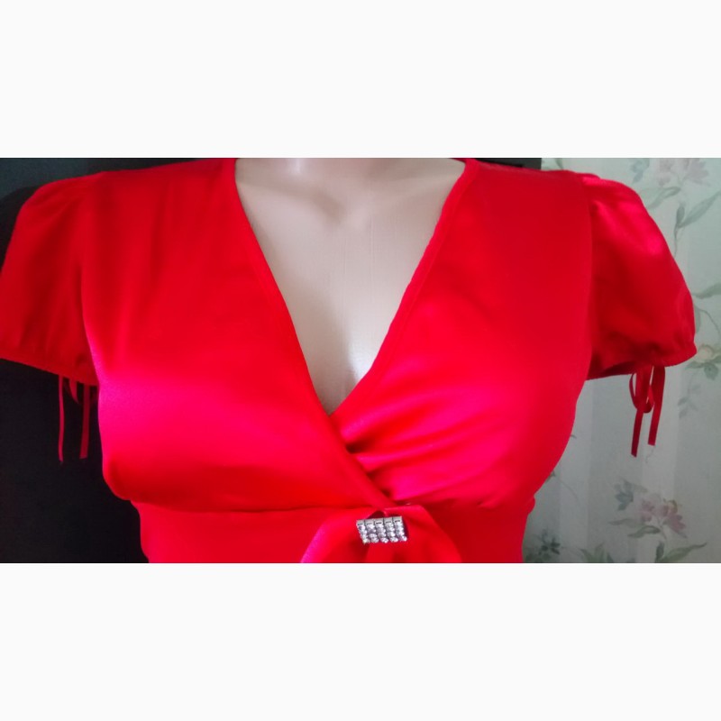 Фото 6. Летняя нарядная блузка с атласным верхом (M, Турция)