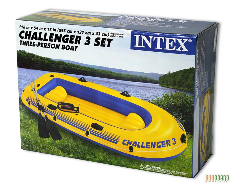 Фото 7. Клевая резиновая надувная лодка Intex CHALLENGER 3 на три места